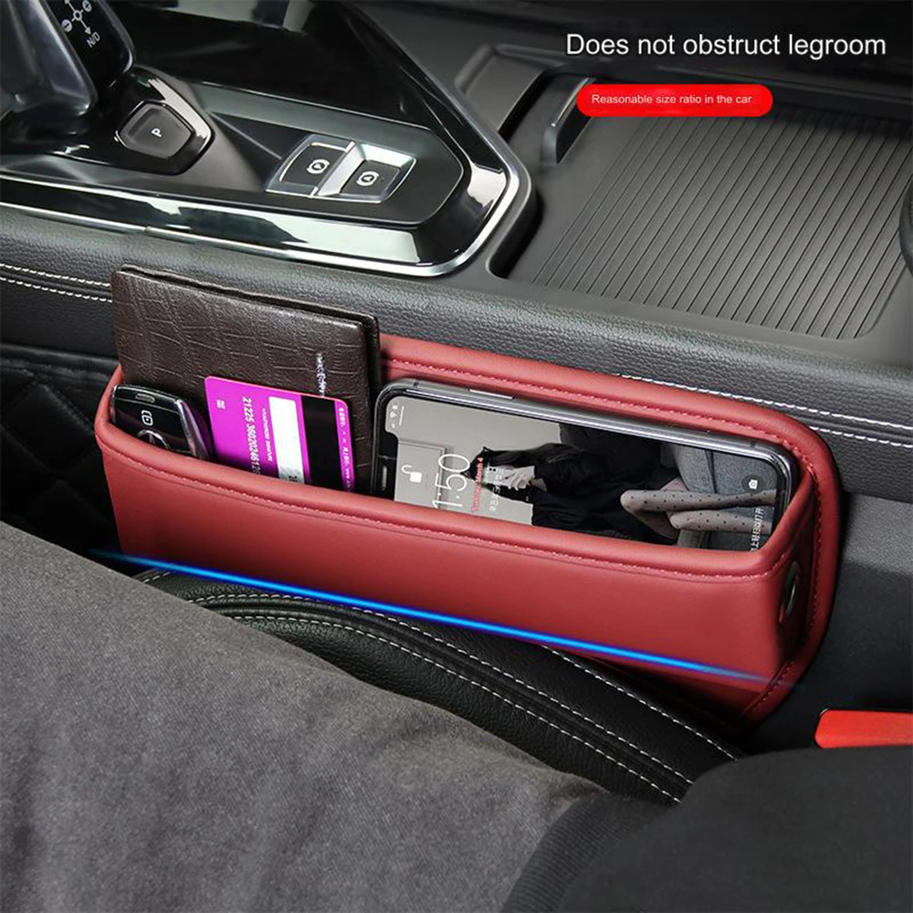 Car Seat Gap Box PU Leather Large Capacity Multifunctional Storage Miscellaneous Storage Box with Easy Installation Gap Filling