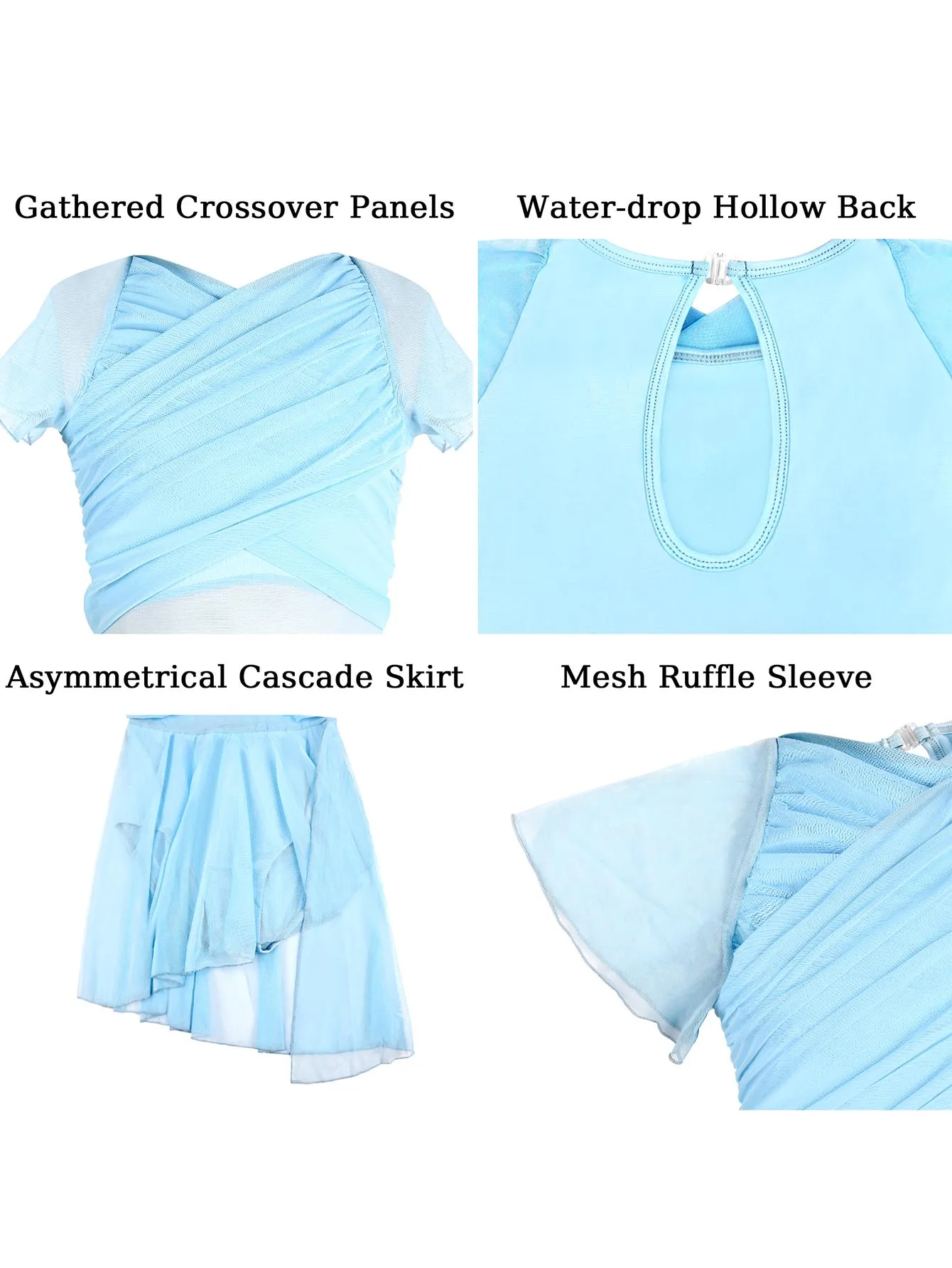 المرأة غنائية فستان رقص حديث قطرة الماء الجوف الظهر عالية منخفضة شبكة متجنب ملابس رقص المعاصرة