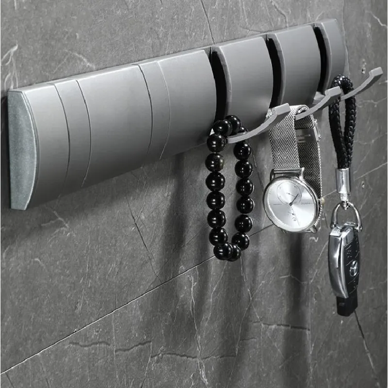 Bathroom Robe Clothes Hooks Aluminum Nail Punched Wall Mounted Invisible Key Hanger Rack/Holder/Shelf Bath Hardware Accessories