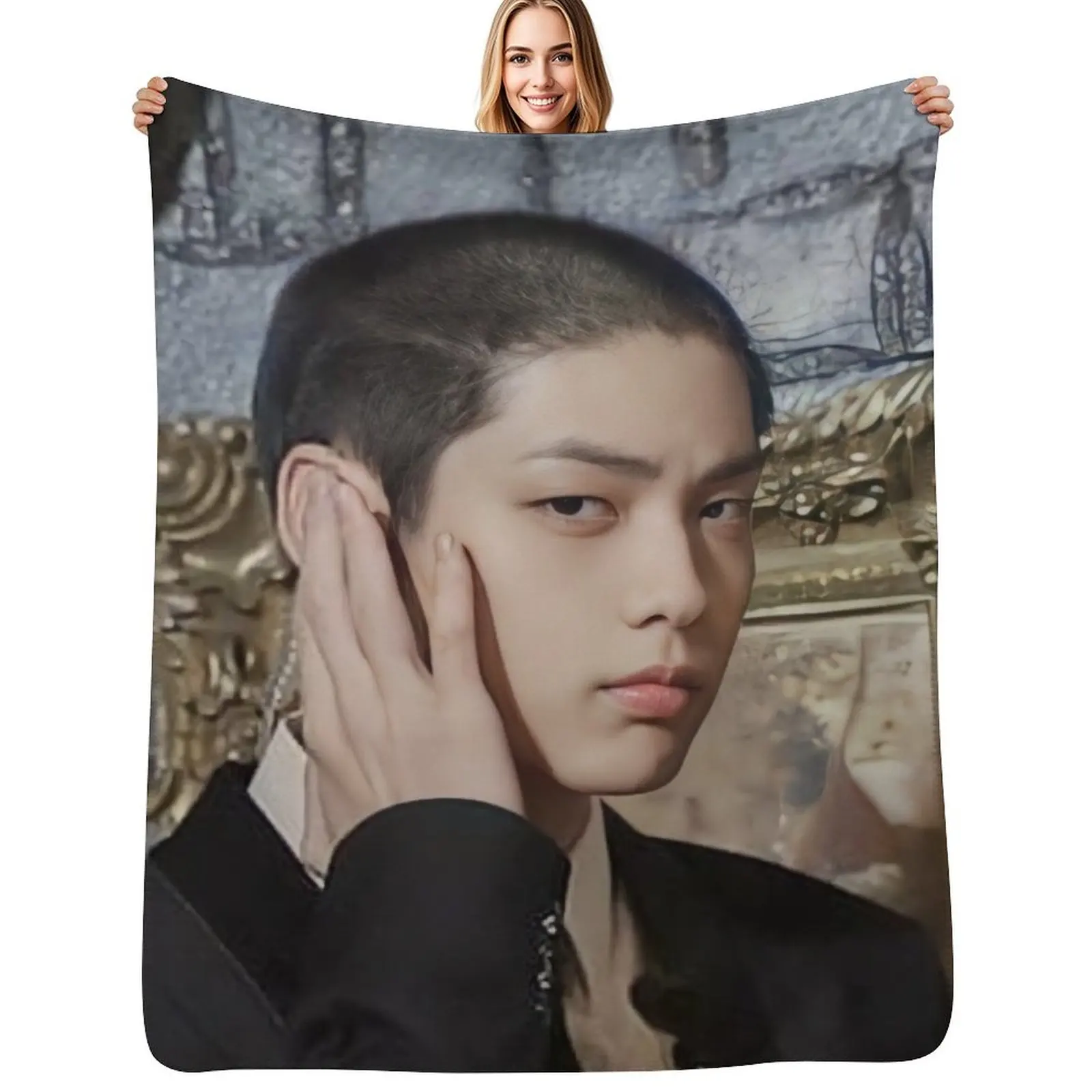 Soobin meme txt Throw Blanket Plush Fuzzy Cozy Blanket for Couch Sofa