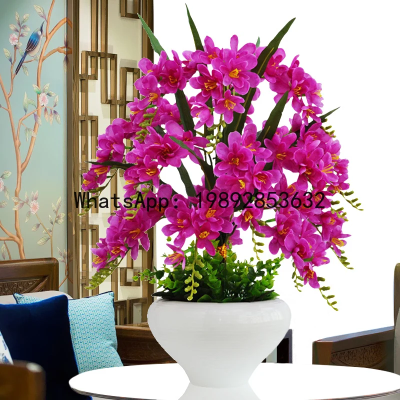 

Artificial flower Phalaenopsis Vase set Fake flower plastic Home living room decoration Indoor bonsai farmhouse decor christmas