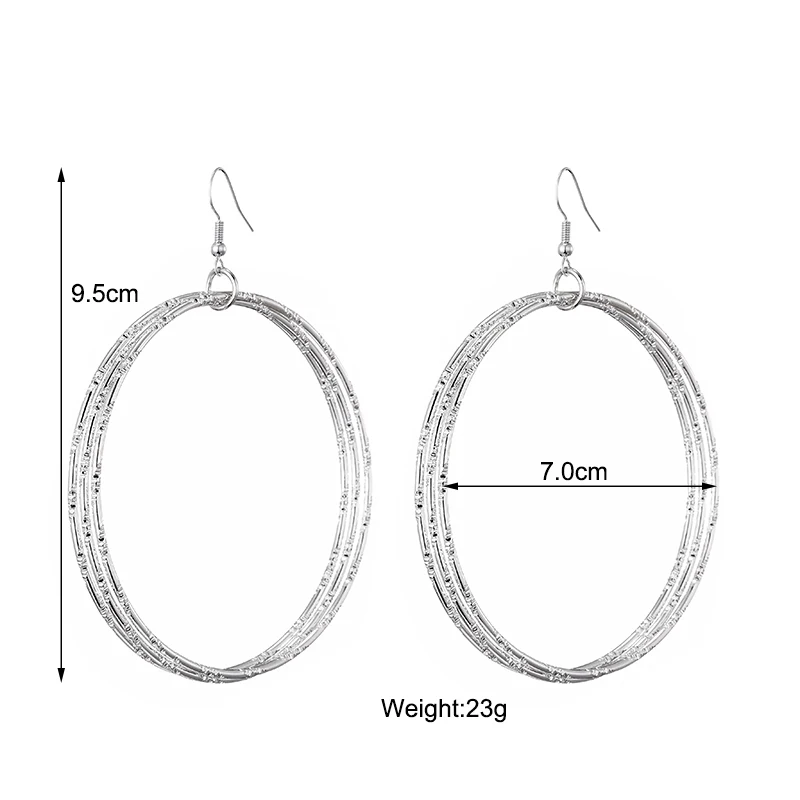 Fashion Exaggerated 7cm Big Round Hoop Earrings For Women Large Circle Simple Drop Dangle Earrings Jewerly Gold Silver Color