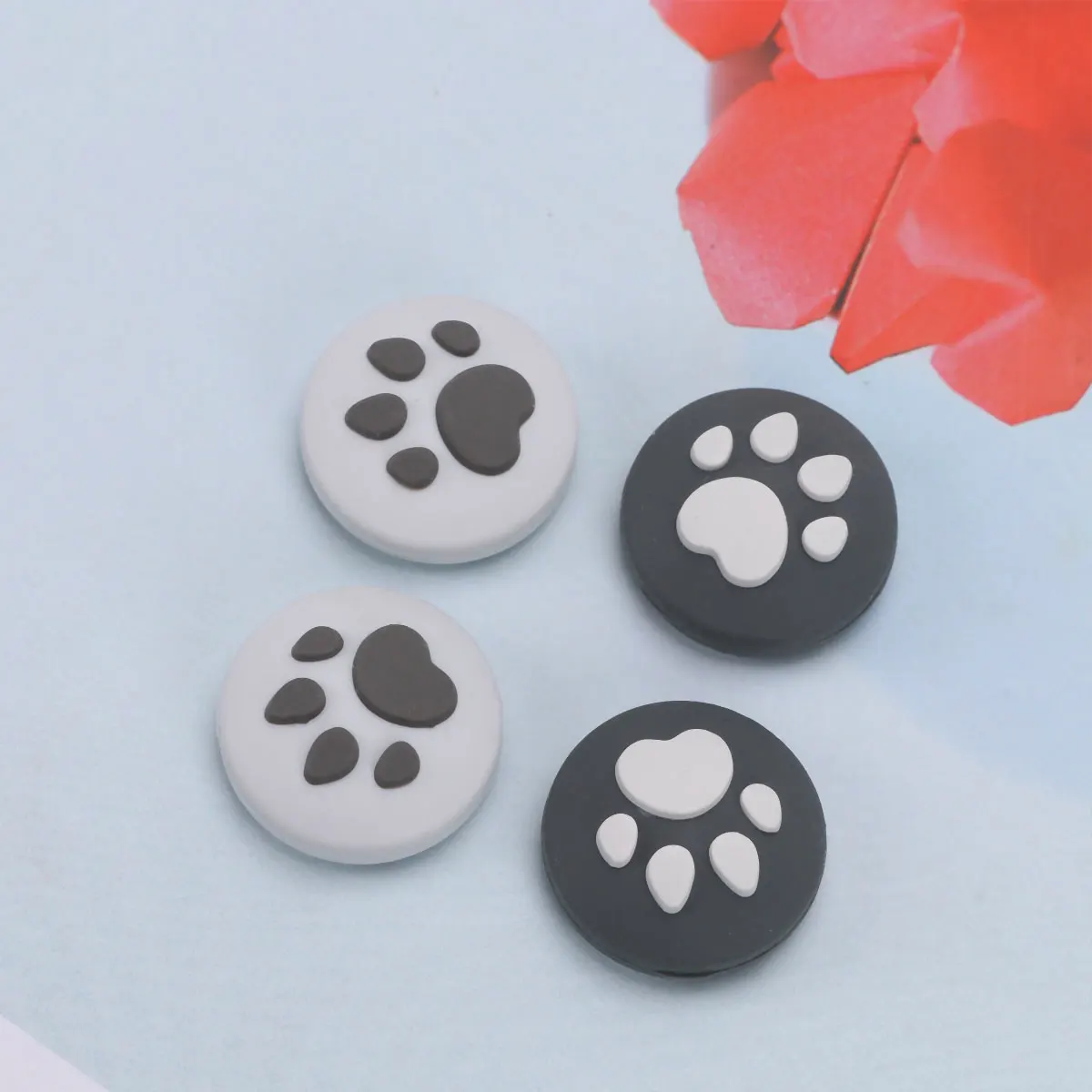 

4Pcs Game Thumbstick Caps Silicone Material Durable Use Non Slip Comfortable Grip Cat Claw Design Rocker Protective Cap