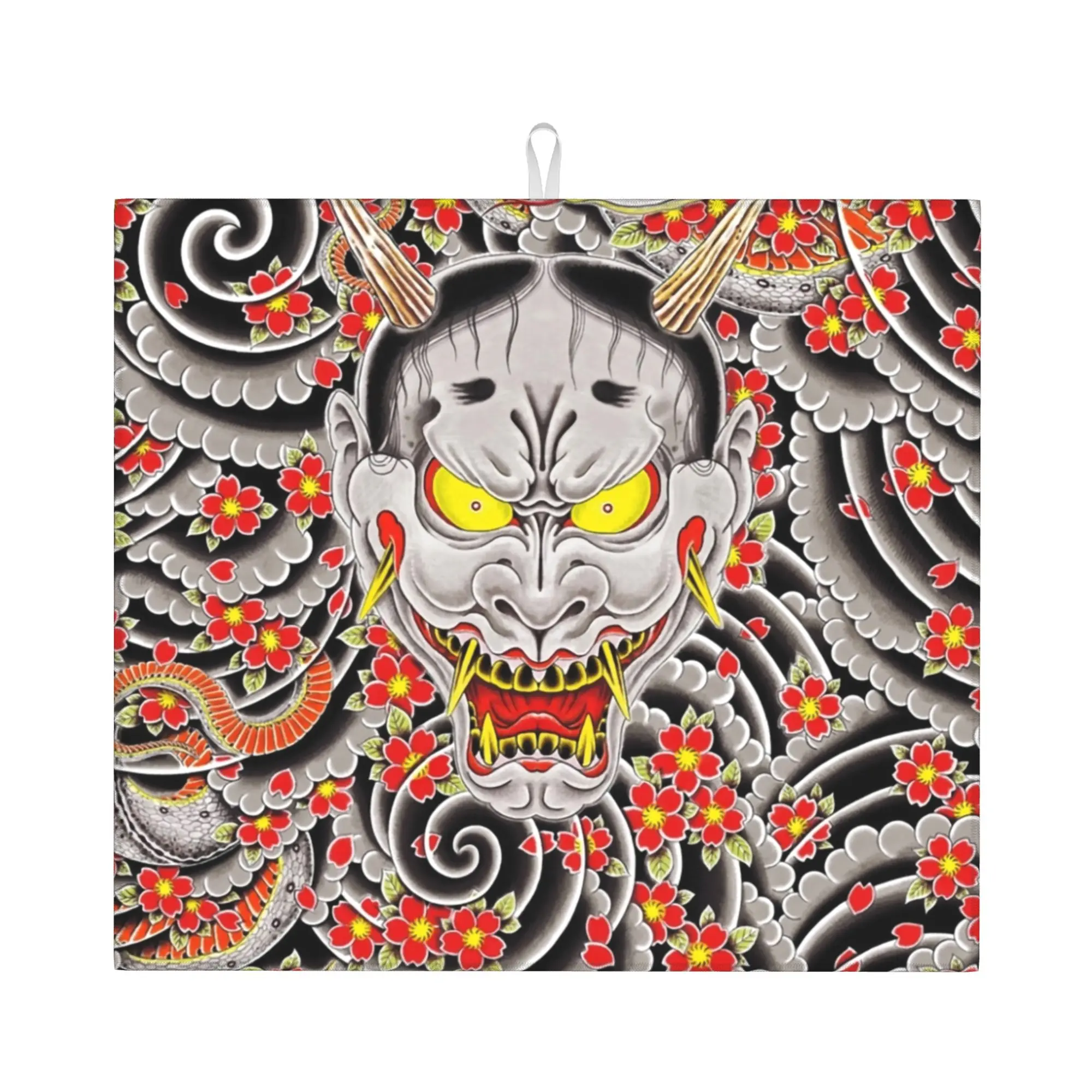 Goro Majima Hanya Tattoo with Flowers Non‑Slip Waterproof Absorbent Barware Oni Samurai Bathroom Drying Mat For Kitchen