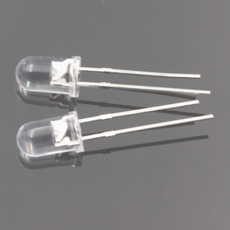 لمبة إضاءة LED بيضاء مستديرة مقاس 5 مم من النوع F5 منتشر، رصاص قصير مع قاعدة شفة، تركيب DIP من خلال الفتحة (عبوة من 100 قطعة)