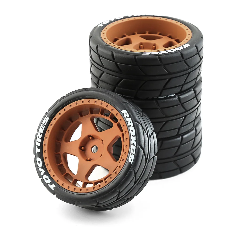 1/10 RC Rally Car Tires And Hard Plastic Wheels 12mm Hex Rubber Drift Tyres For 1:10 Scale On Road Racing Car Tamiya XV01 XV02