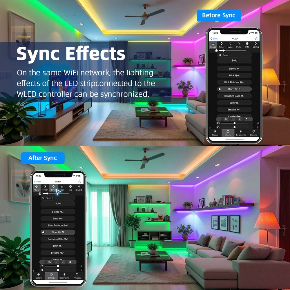 DOMRAEM 4-Kanal ESP32 Ethernet WLED-Controller für DIN-Schienenmontage, 30A 4x7,5A Unabhängige Sicherungen, WiFi Musik-Sync WS2811/12 RGBIC Streifen DIY – Detail 13