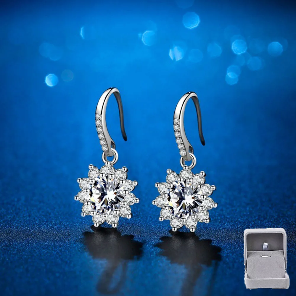 

Trendy Design Sparkling Moissanite Earrings for Women Classic Y2K Style Sunflower Ladies Earrings Gift for Girlfriend Souvenir