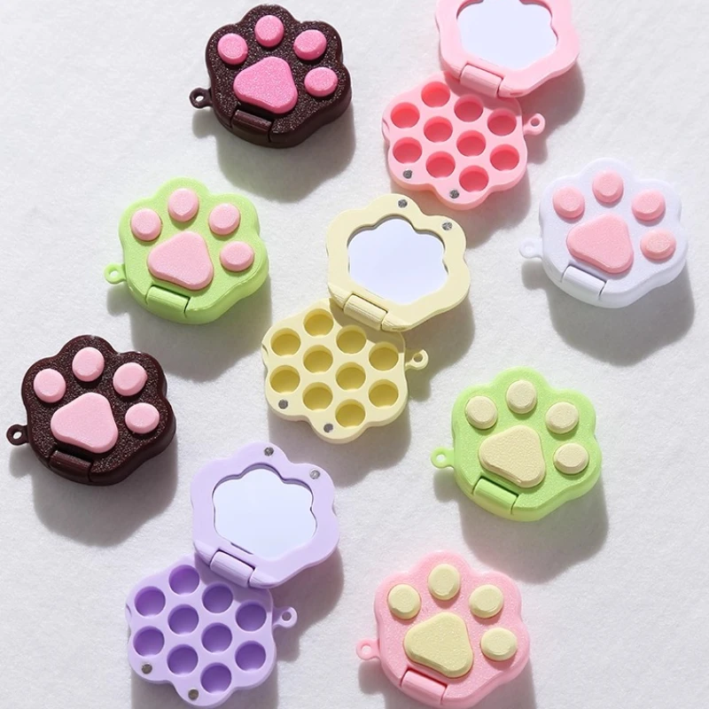 لطيف صغير القط مخلب لوحة المحمولة المائية الصباغ التعبئة صندوق فارغ ثلاثية الأبعاد الطباعة لوحة ألوان مائية صندوق لوازم الفن #3