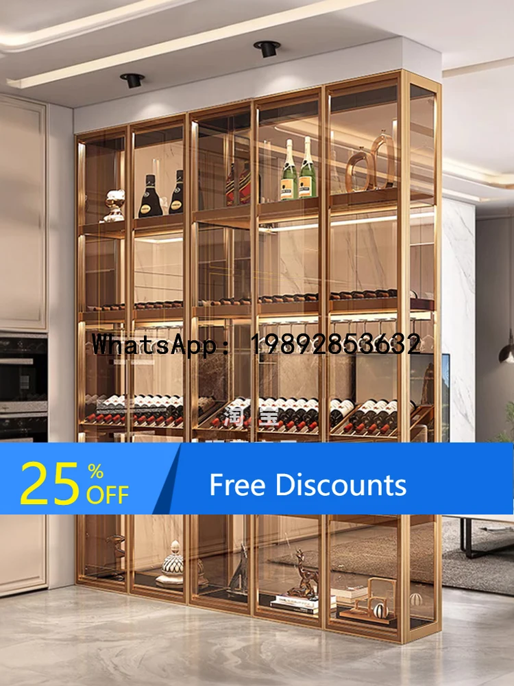 

XL Glass Wine Cabinet Living Room Wall-Mounted Bar Cabinet Home Floor-Standing High-End Aluminum Alloy Display Cabinet