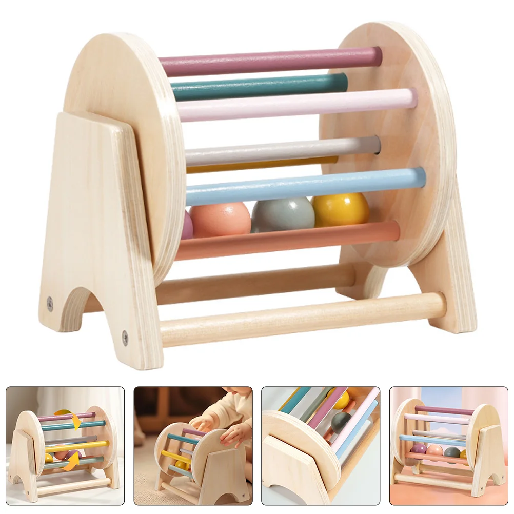 Montessori Textile Drum Color Cognition Toy Baby Music Kids Wooden Roller Early Educational Toddler