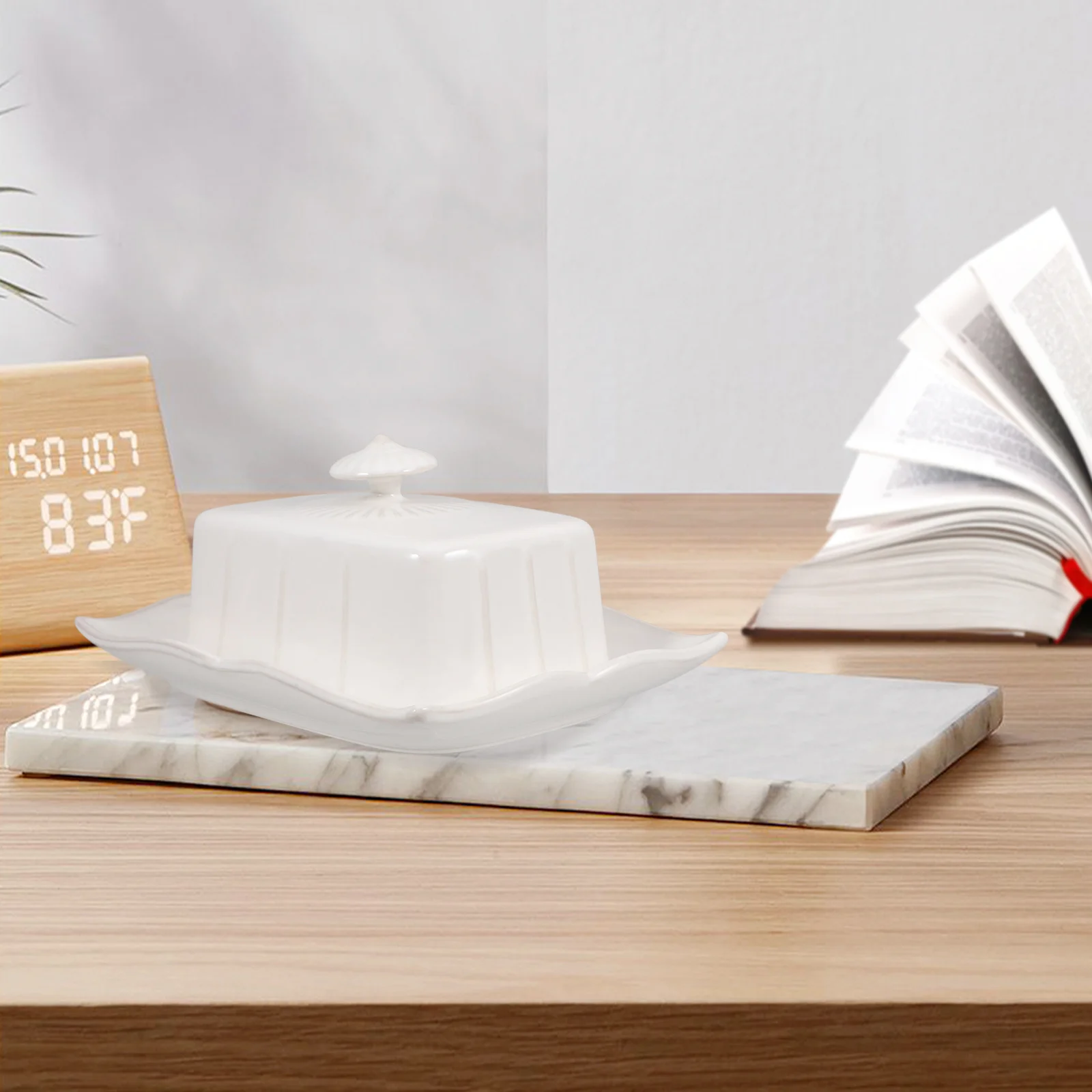 طبق زبدة السيراميك خمر نمط كونترتوب حارس صندوق جيد الختم قابلة لإعادة الاستخدام آمنة مناسبة حجم حاوية الزبدة #5