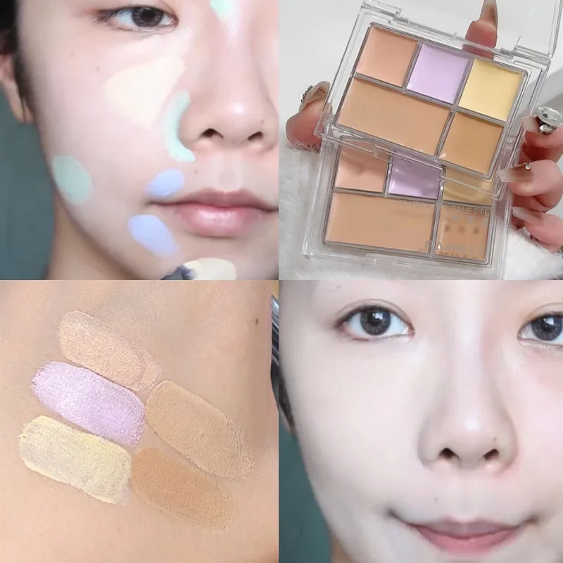 Paleta correctora de colores FAMOTY resistente al agua de 5 colores, duradera, hidratante, poros invisibles naturales, incluso el color de la piel, cosméticos básicos