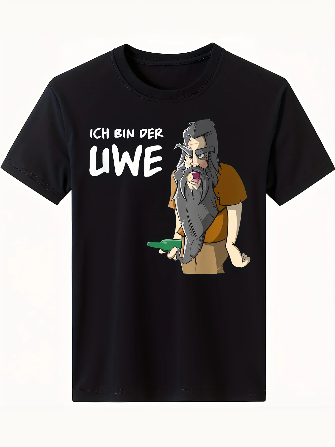 تي شيرت رجالي ألماني مضحك - تي شيرت مبتكر برسومات روح الدعابة مع ملتح لتصميم الرجل - قميص يومي من القطن الناعم ملابس رجالية