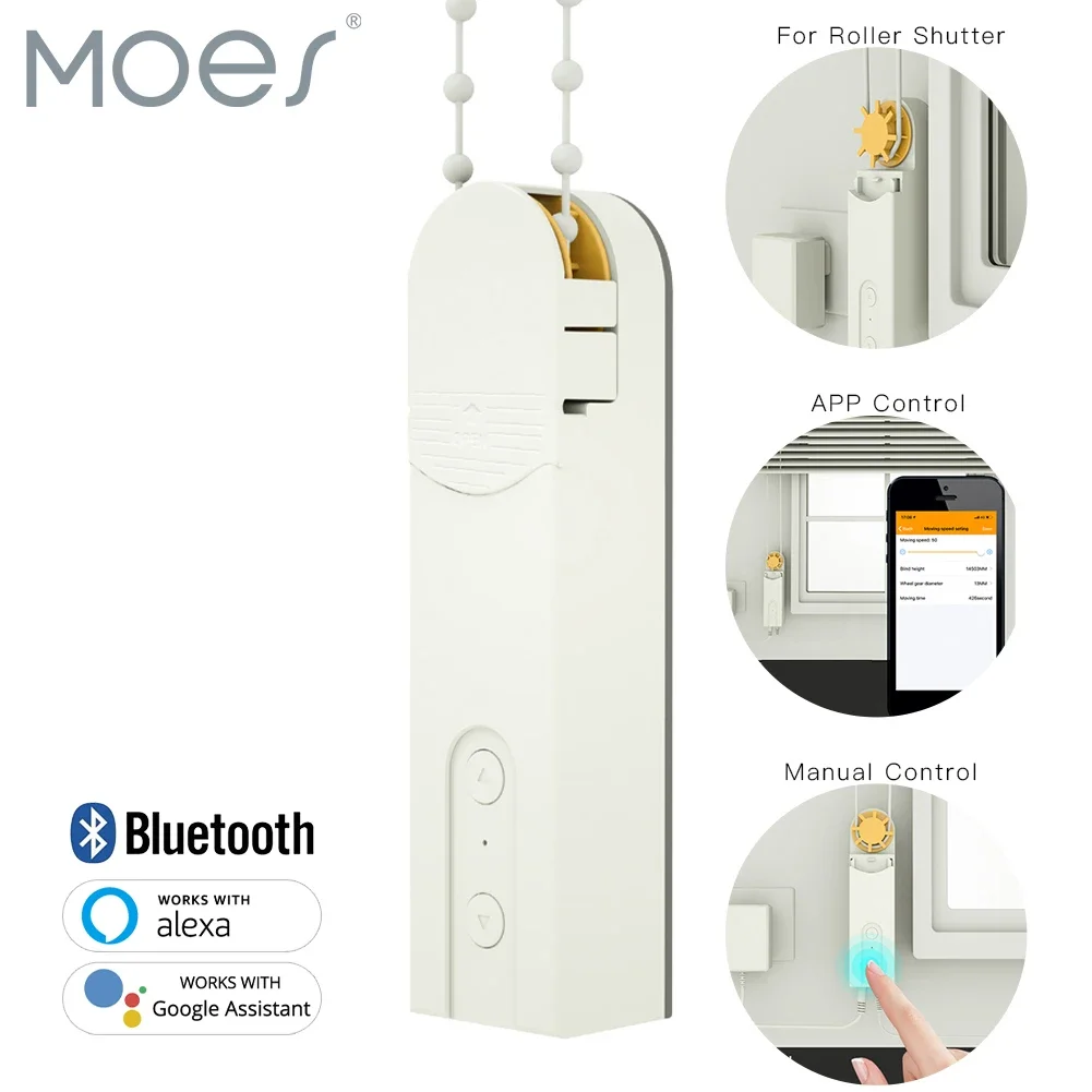 Moes-Persianas enrollables motorizadas con Bluetooth, persianas enrollables con Motor de accionamiento de obturador Tuya, aplicación Smart life,