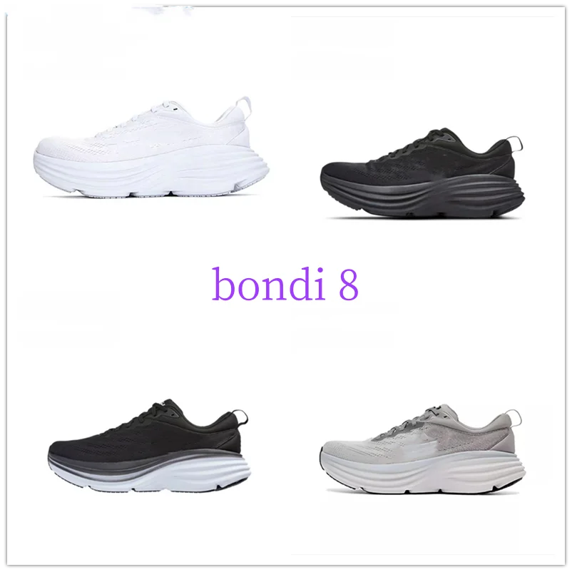 Bondi 8 zapatos para hombres y mujeres, zapatillas profesionales para correr maratón con parte superior de malla de ingeniería, zapatillas bajas clásicas de calzado informal