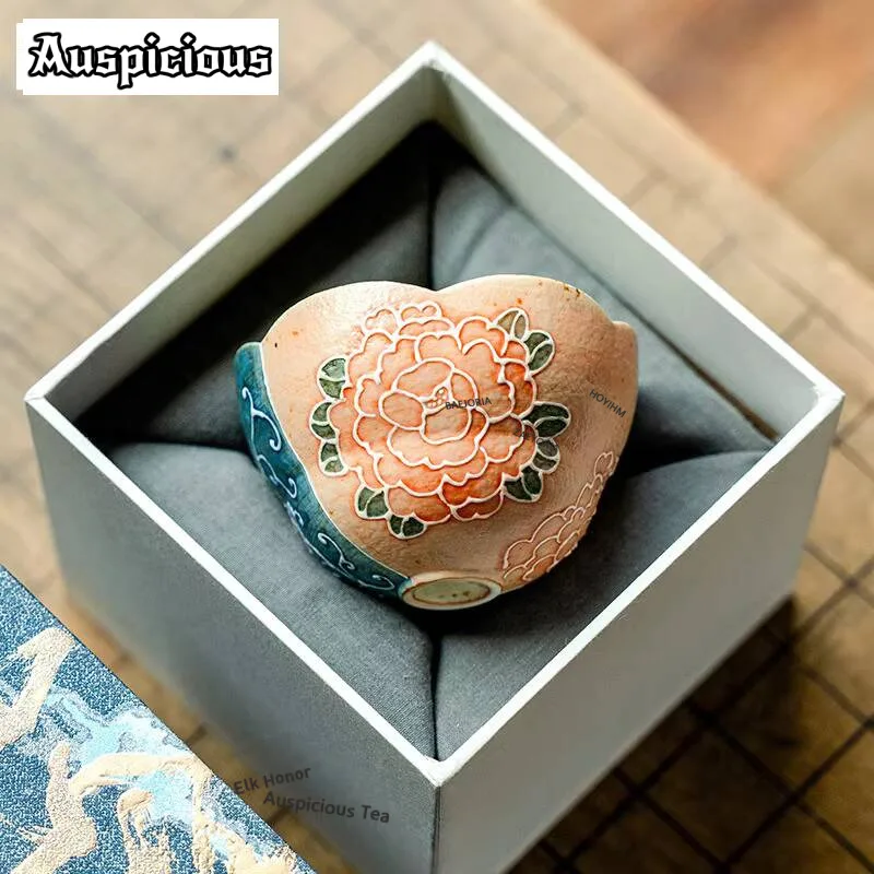 100ml Relief Carving Peony Flower Teacup Boutique Tea Bowl Set Of Cups Tea-tasting Smelling Cup Chazhan Master Cups Teaset Craft