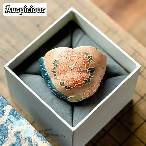 100ml Relief Carving Peony Flower Teacup Boutique Tea Bowl Set Of Cups Tea-tasting Smelling Cup Chazhan Master Cups Teaset Craft