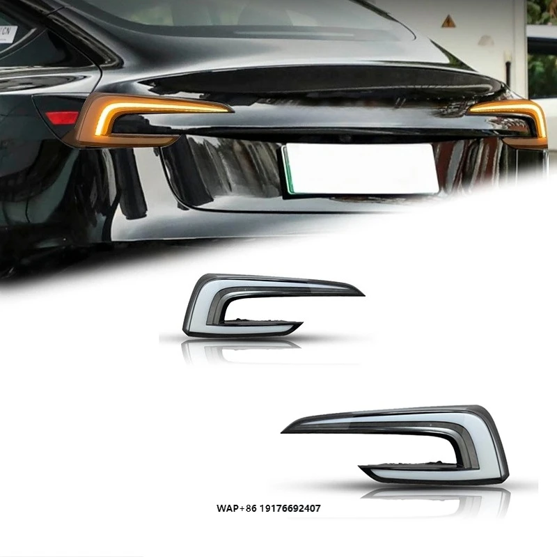 FT Car Lights forTesla Model 3 Taillights 2023-2025 Upgrade LED Tail Lamp Dynamic Turn Signal Light Car Taillights Assembly