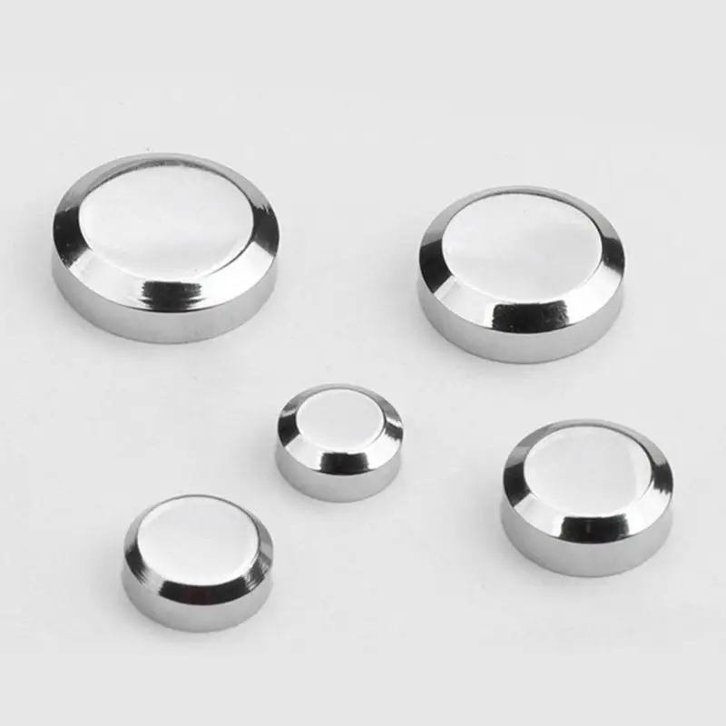 

652F Caps Cover Nails Polished Shiny Silvery Brass Mirror Screws Sign Holder Advertising Hardware for Tea Tables Wardrobes