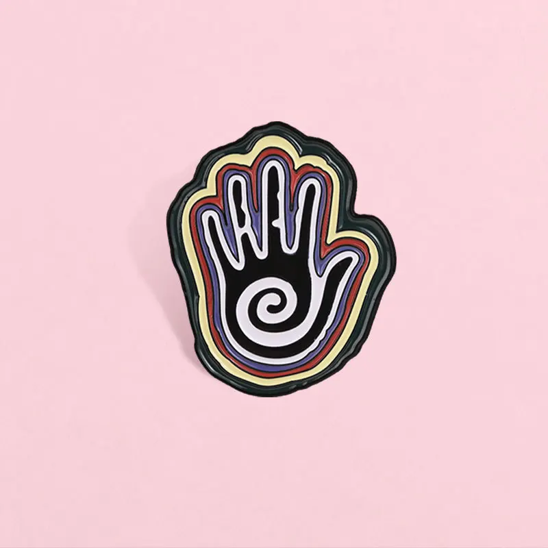 New Cartoon Boho Brooch Vintage Ethnic Spiral Pattern Colorful Art Palm Alloy Badges Pins DIY Bags Hat Jeans Clothing for Gift