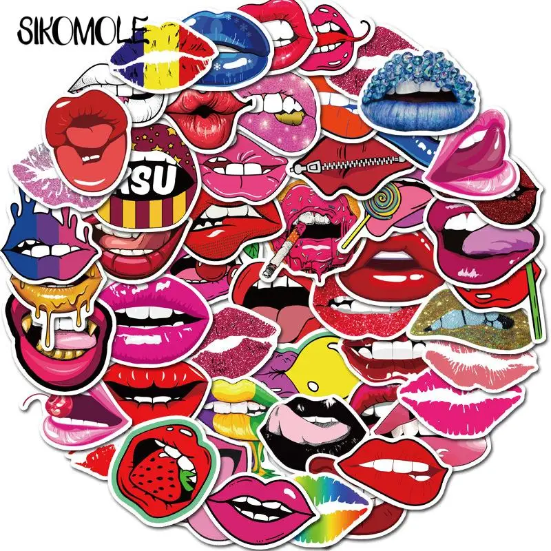 10/30/50PCS Cartoon Hot Sexy Lips Sticker DIY Toy Cute Decal Stickers Laptop Phone Suitcase Guitar Fridge Car Decal Stickers F5