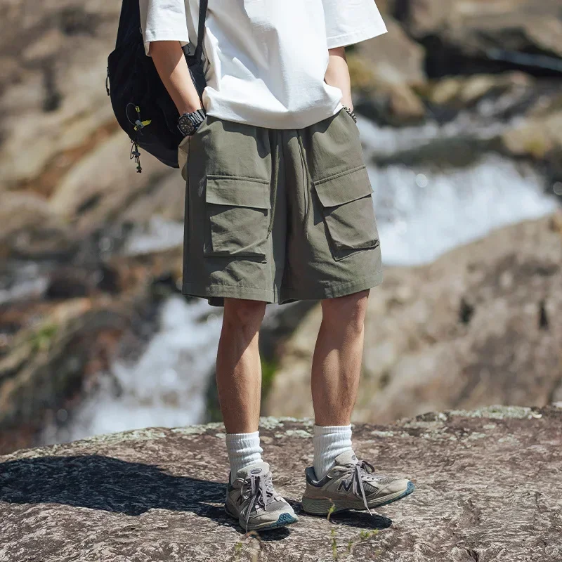 Mountain Outdoor Three-dimensional Patch Bag Cargo Shorts Men's Summer Loose Cotton Multi-bag Design Casual Five Quarter Pants