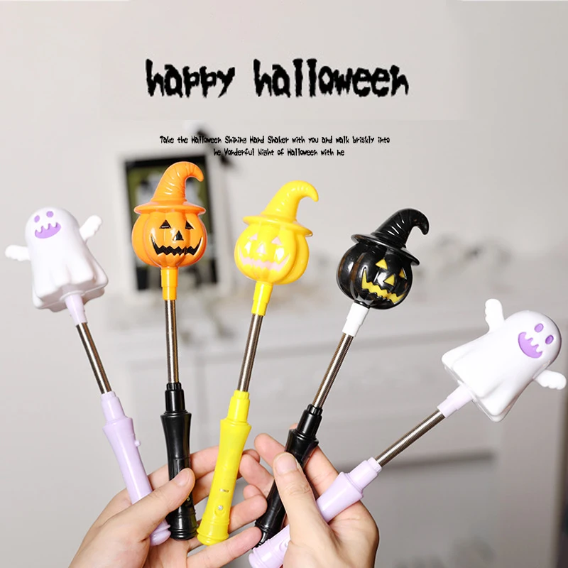 Funny Spring LED Magic Wand Toys Children's Luminous Pumpkin Lanterns Decorated Boys Girls Halloween Pumpkin Hand Stick Toys