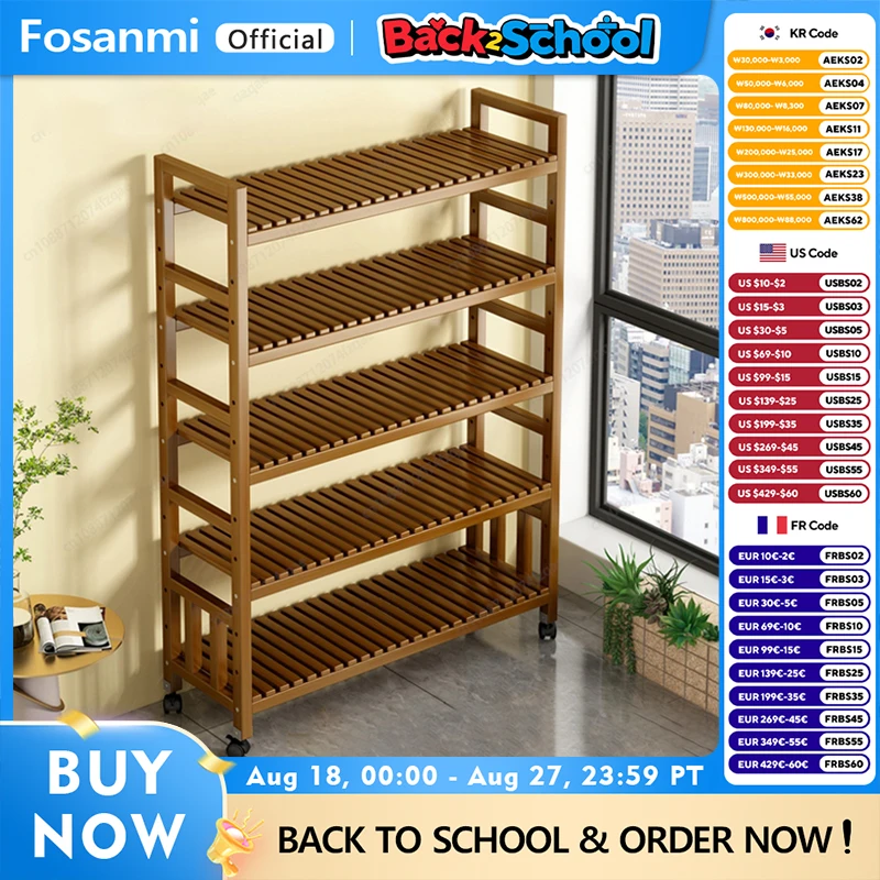 Indoor balcony plant stand flower rack simple movable garden flower pot storage rack vertical bamboo plant display stand