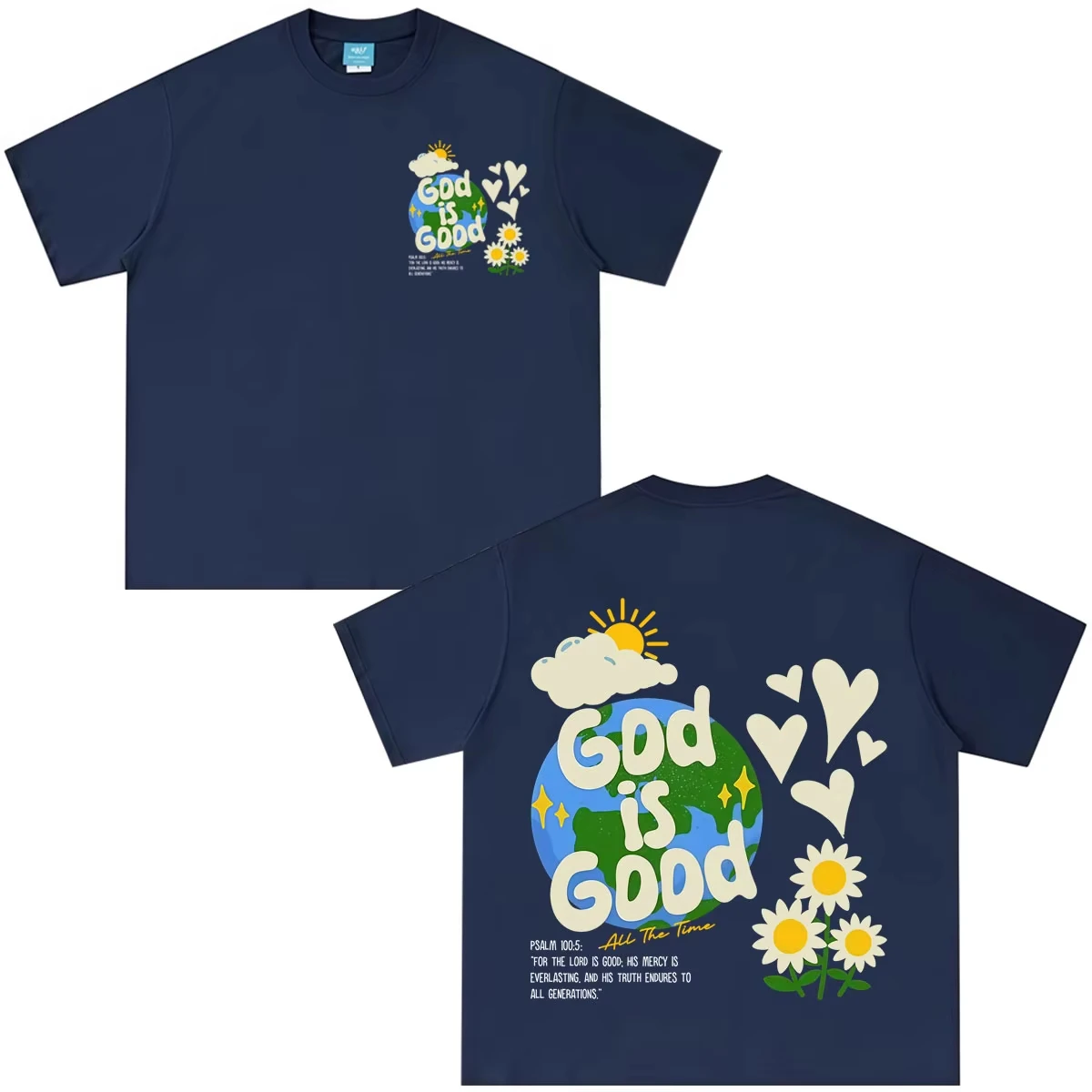 Positive Message Earth & Flower Graphic Men's Women High Quality Cotton T-shirt Short Sleeve Hip-hop Fashion T-shirts Streetwear