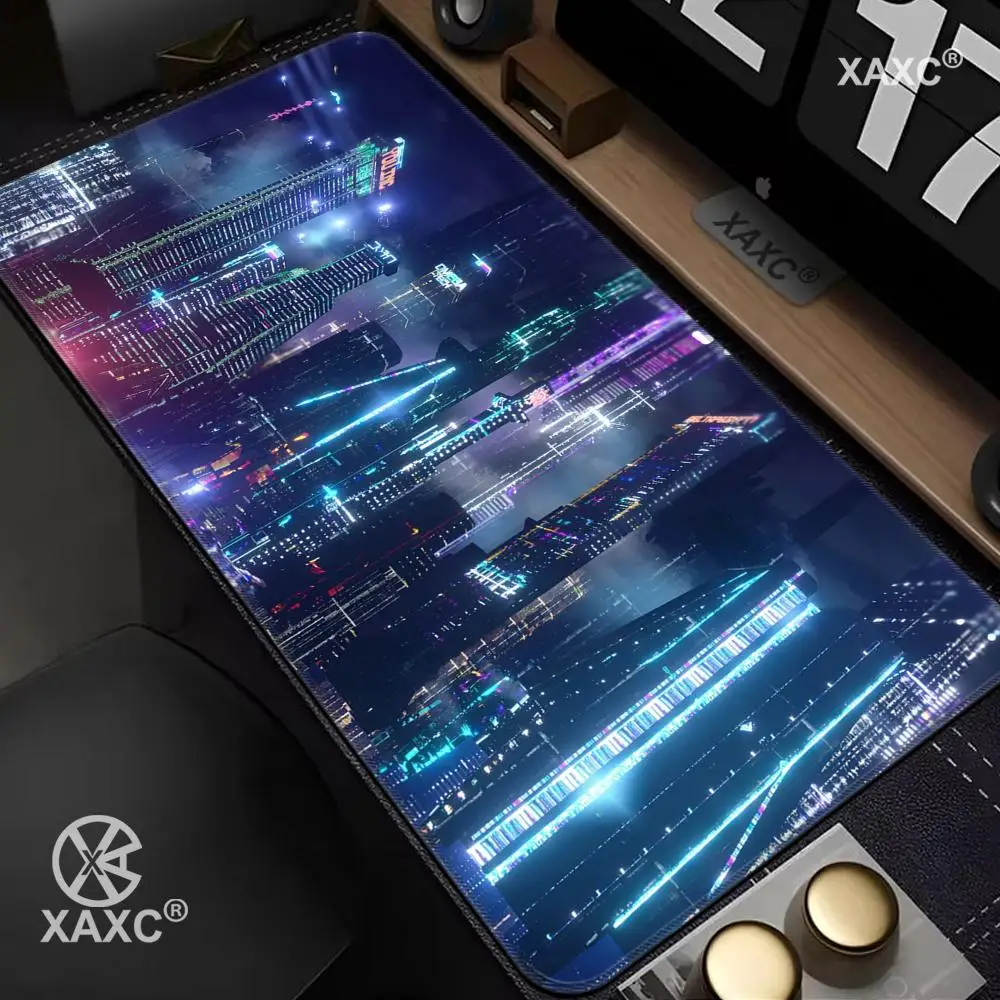 

The City of Neon Large Mouse Pad Gaming Desk Gamer Keyboard Laptop Accessories Deskmat Office Carpet Table Mat Mousepad Anime