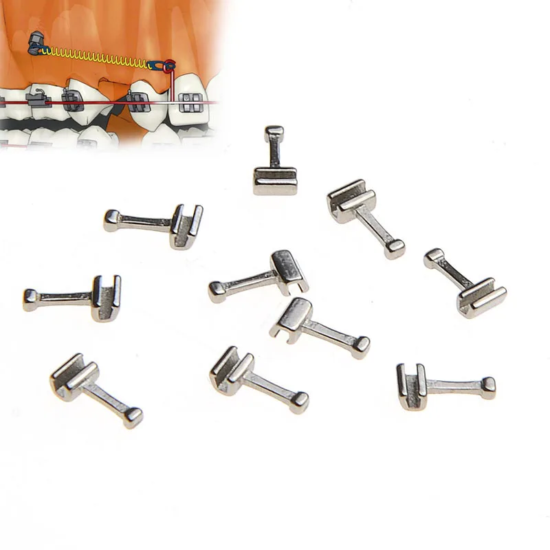 AZDENT 5 Packungen zahnärztliche kieferorthopädische Crimp-Haken, Größe lang, kurzer Anschlag, 10 Stück/Packung, Edelstahl, befestigt am Bogen – Detail 14