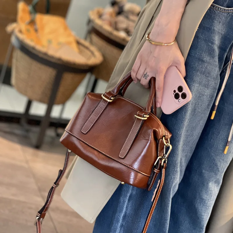 

Autumn And Winter 2022 New Cowhide Women's Bag Leather Large Capacity Fashion Diagonal Straddle Bag Famous Luxury Brand Handbag