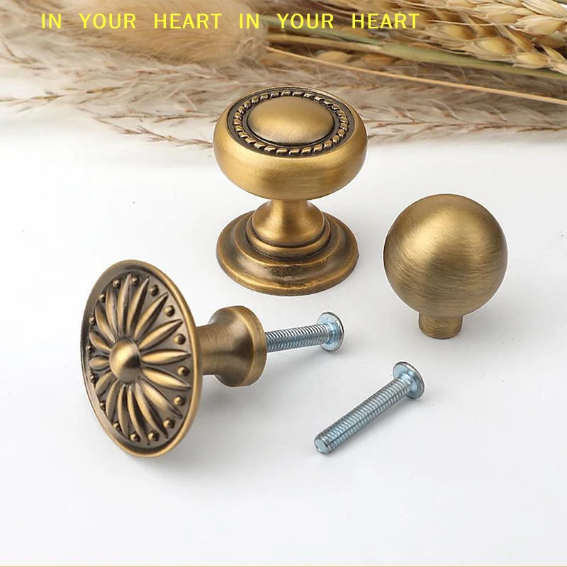 【X】Brass Furniture Handles French Vintage Design High Quality Cabinet Knobs Cabinet Drawers Handle Knob