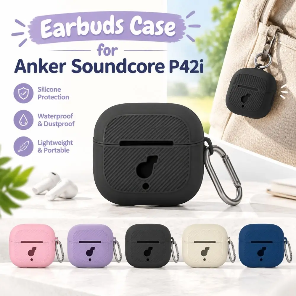 Silicone Earbuds Case for Anker Soundcore P42i Dustproof Shockproof Bluetooth Headphones Case Solid for for Anker Soundcore P42i