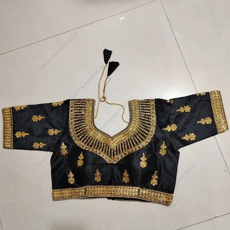 Traditional Indian Clothing Sari Tops Women Blouse Summer Gold Thread Embroidery Pakistani Clothes Saree Shirt India - view 3