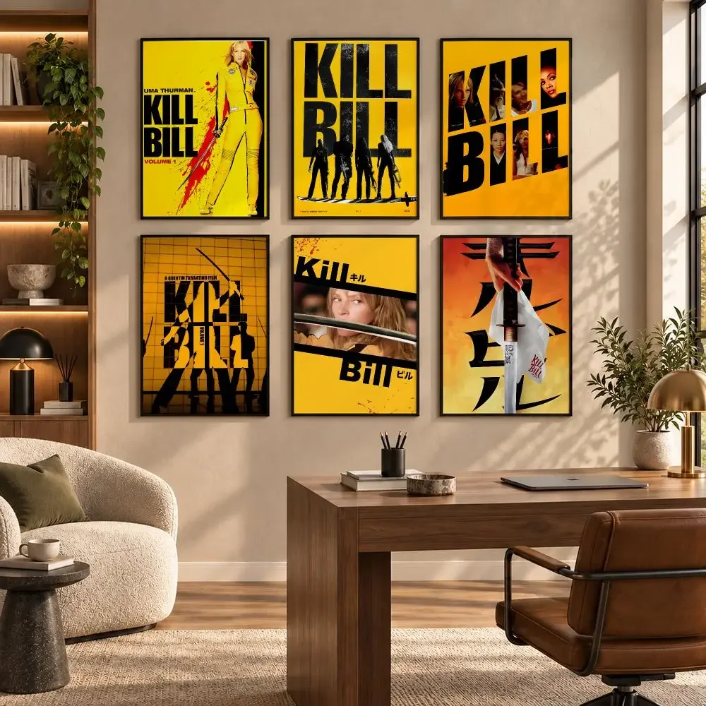 Kill Bill V-Volume 1 Classic Action Movies Poster Self-adhesive Art Waterproof Paper Sticker Coffee House Bar Room Wall Decor