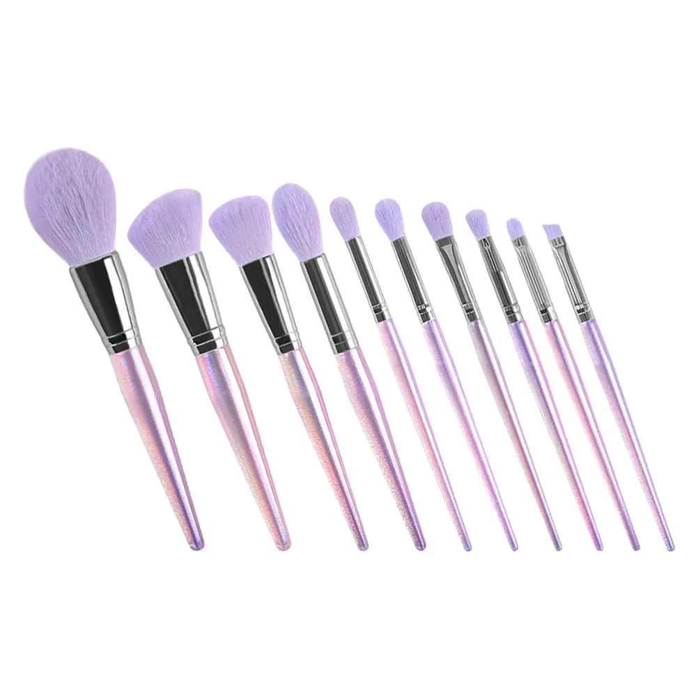 10 قطعة مجموعة فرش مكياج الجمشت المهنية المحمولة أدوات تجميل الوجه لينة الألياف الاصطناعية مقبض طويل مسحوق أحمر الخدود عينيه #3