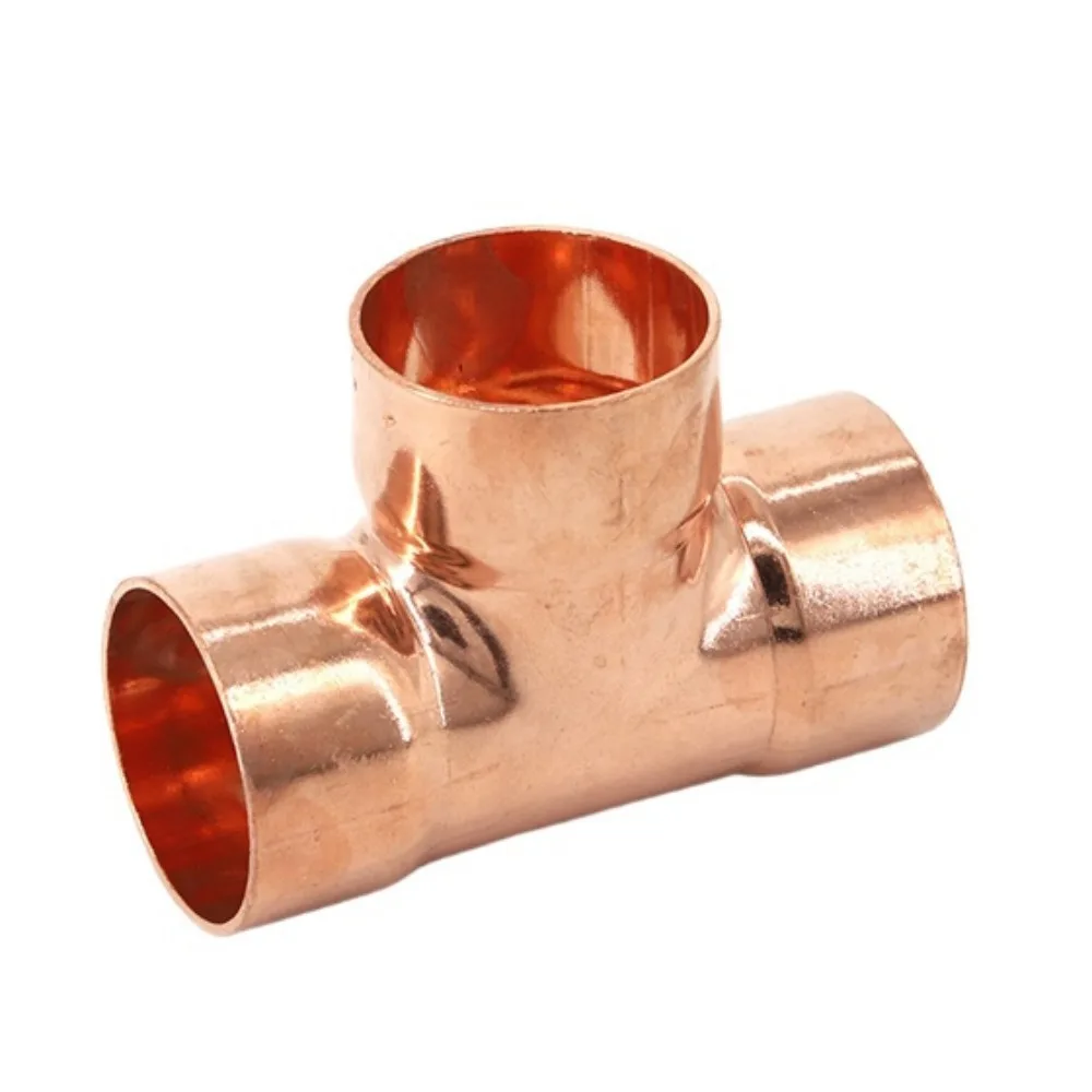 6.35-159mm Tube Weld Socket End Feed Solder Tee 3 Ways  Pure Copper Pipe Fitting Connector Air-Conditioning