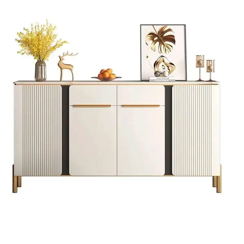 خزانة بيضاء فاخرة بأدراج أنيقة وخزائن غرفة المعيشة الفاخرة ذات التصميم الجمالي الإيطالي أثاث صالون التلفزيون Meuble #6