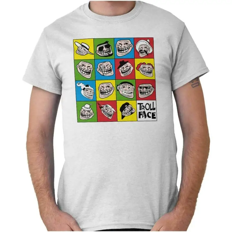 

Funny Troll Face Online Meme Pop Art Squares Womens Or Mens Crewneck T Shirt