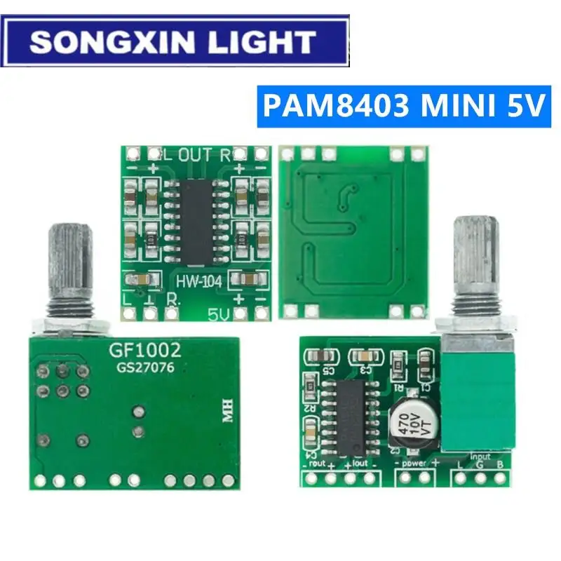 1/5/10PCS PAM8403 module Super digital amplifier board 2 * 3W D Class digital amplifier board efficient switch potentiometer