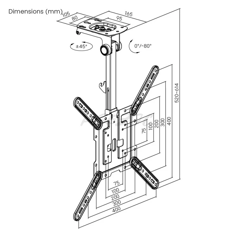 

Вешалка для телевизора на колесах, автомобильный потолочный кронштейн, монитор, дисплей, потолочный экран, складной