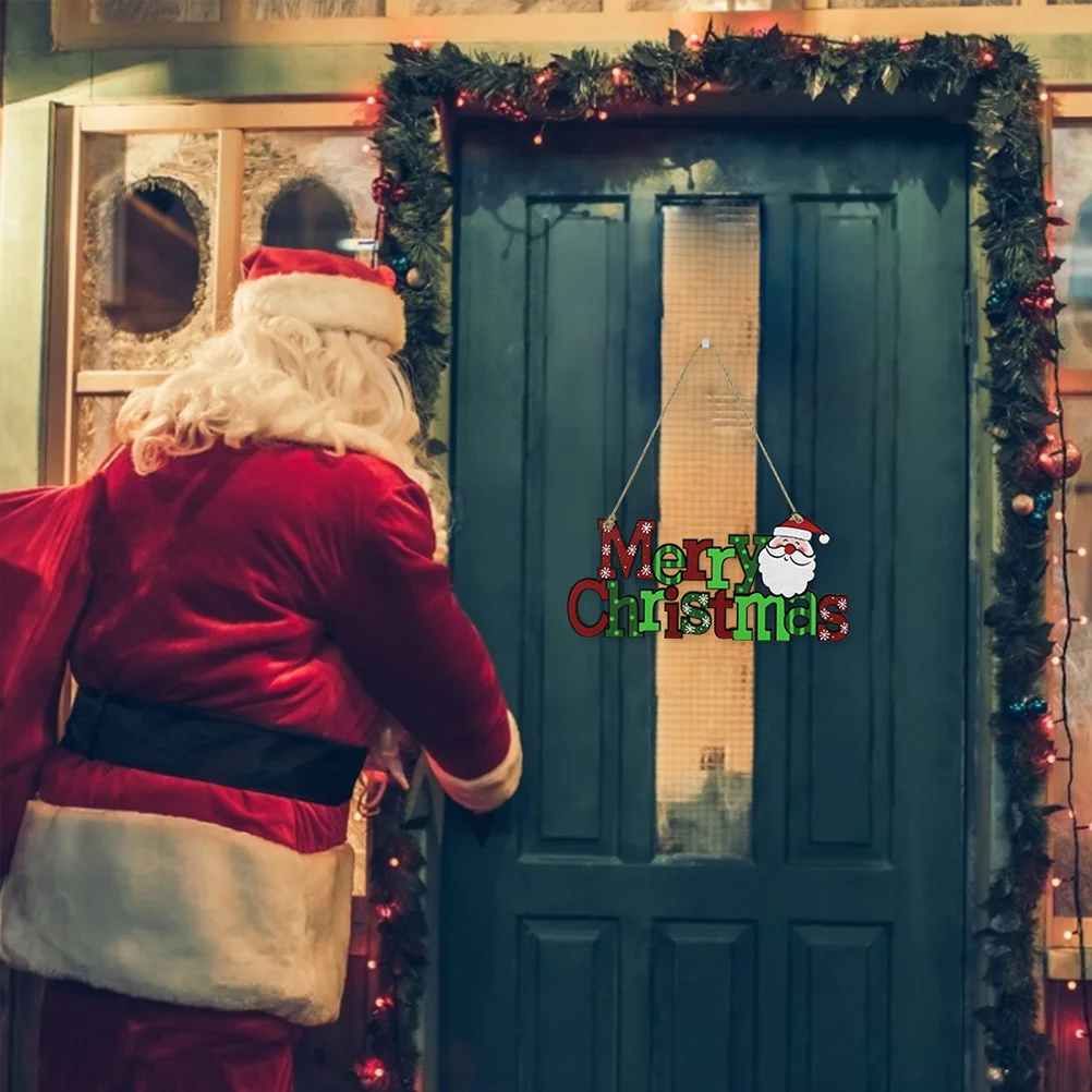 

Christmas Door Hanging Ornament Wooden Hollow-Out Welcome Sign For Home Party Decoration Door Pendant Xmas Decor Party Supply