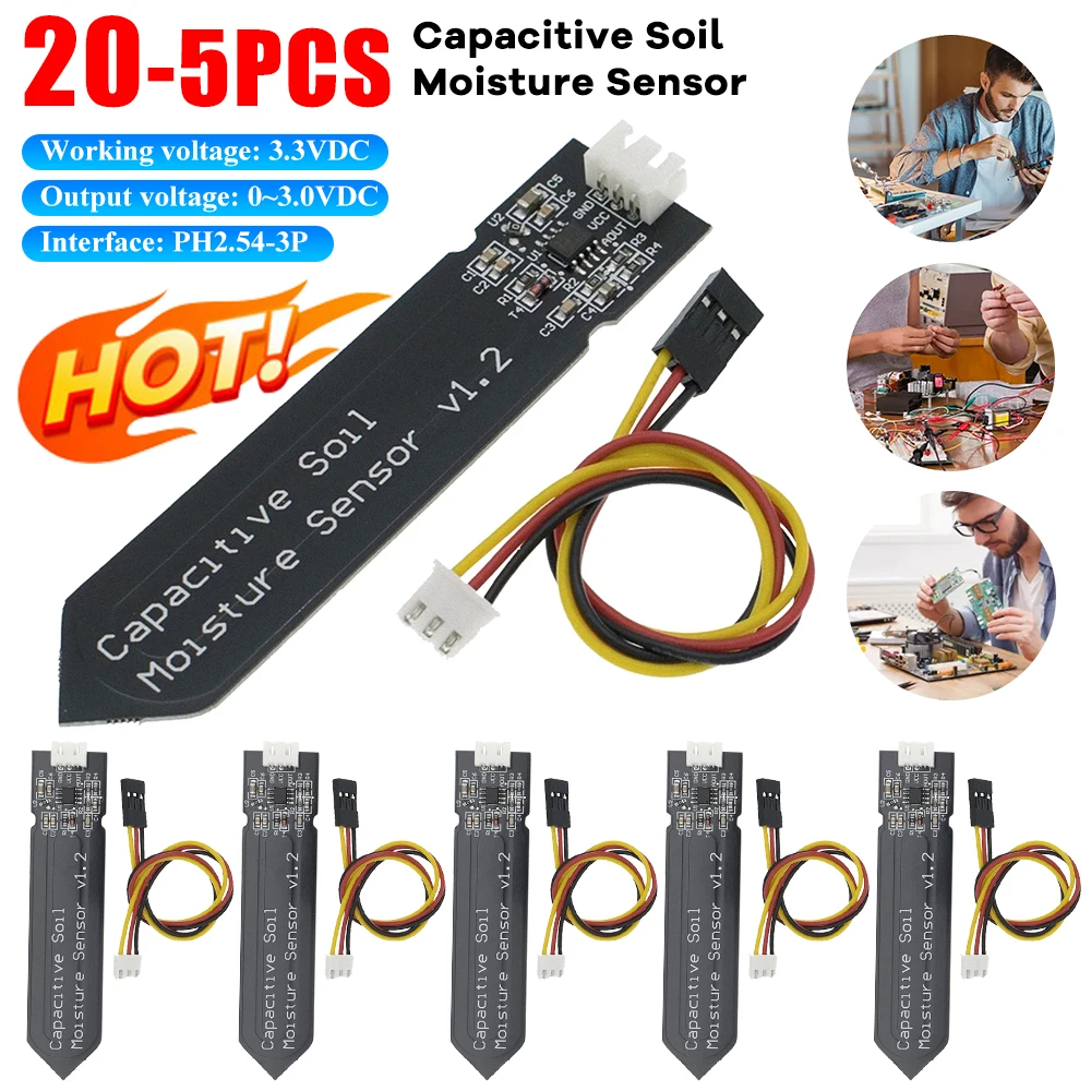 Capacitive Soil Moisture Sensor Module Wide Voltage 3.3V Corrosion Resistant W/ Gravity for Arduino Soil Moisture Sensor Board