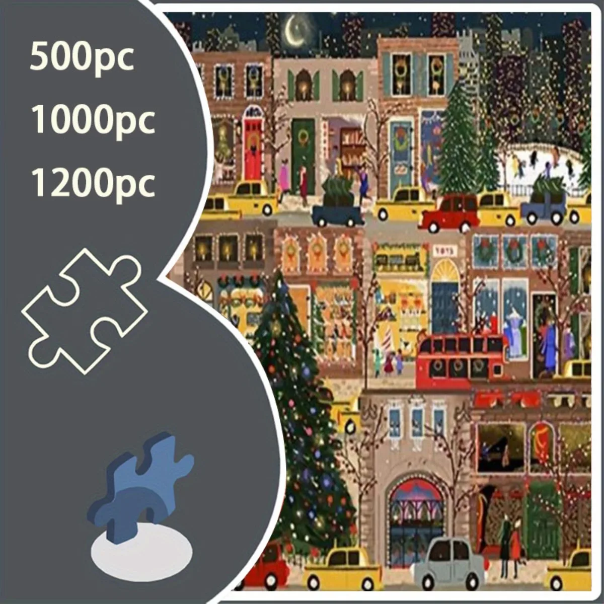 

500/1000/1200pcs Jigsaw Puzzle for Adults & Families - Large Cityscape Building with European Village-Style Night Scene, Durab