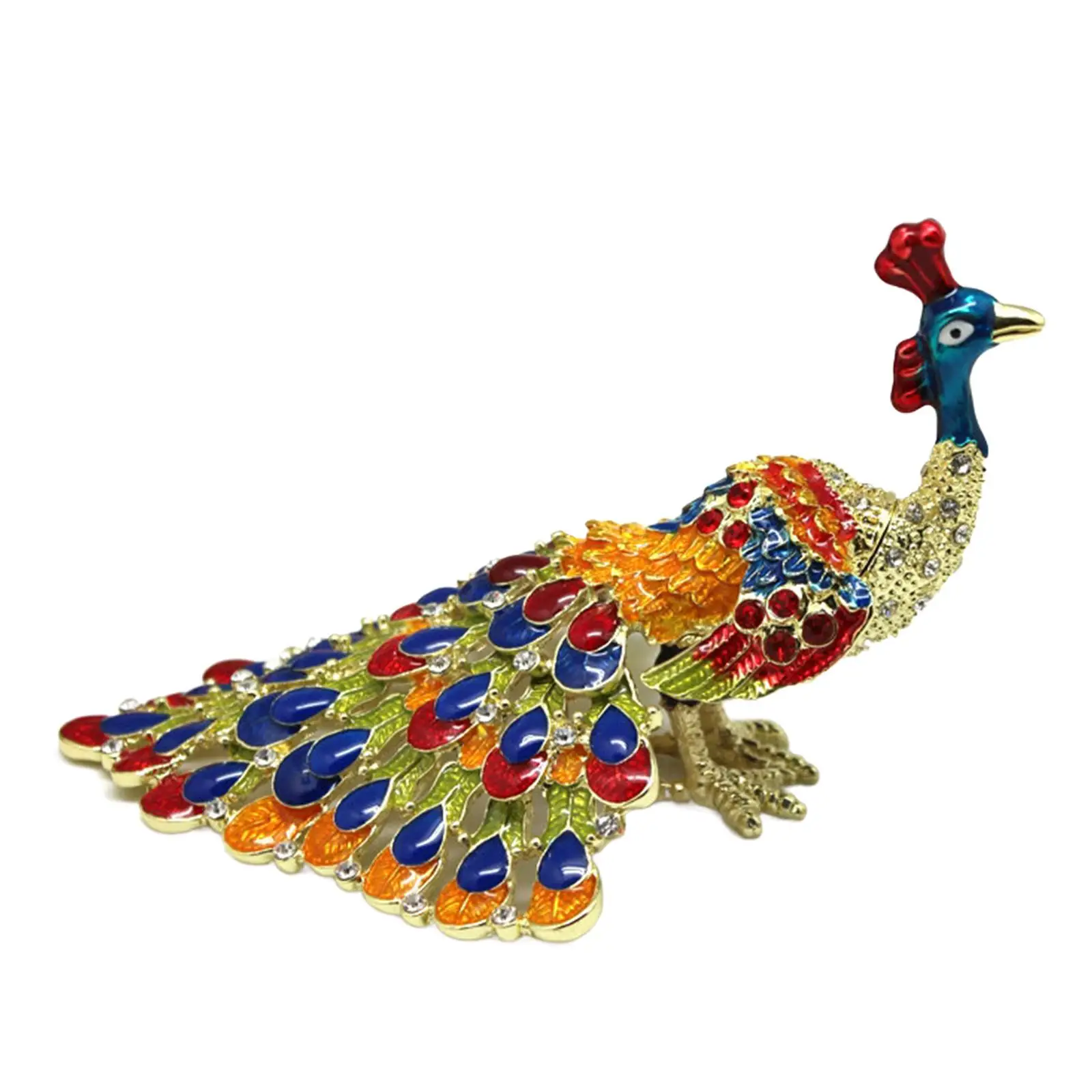 

Декор шкатулки с павлином, подарки для женщин, портативная эмалированная шкатулка для драгоценностей, синяя