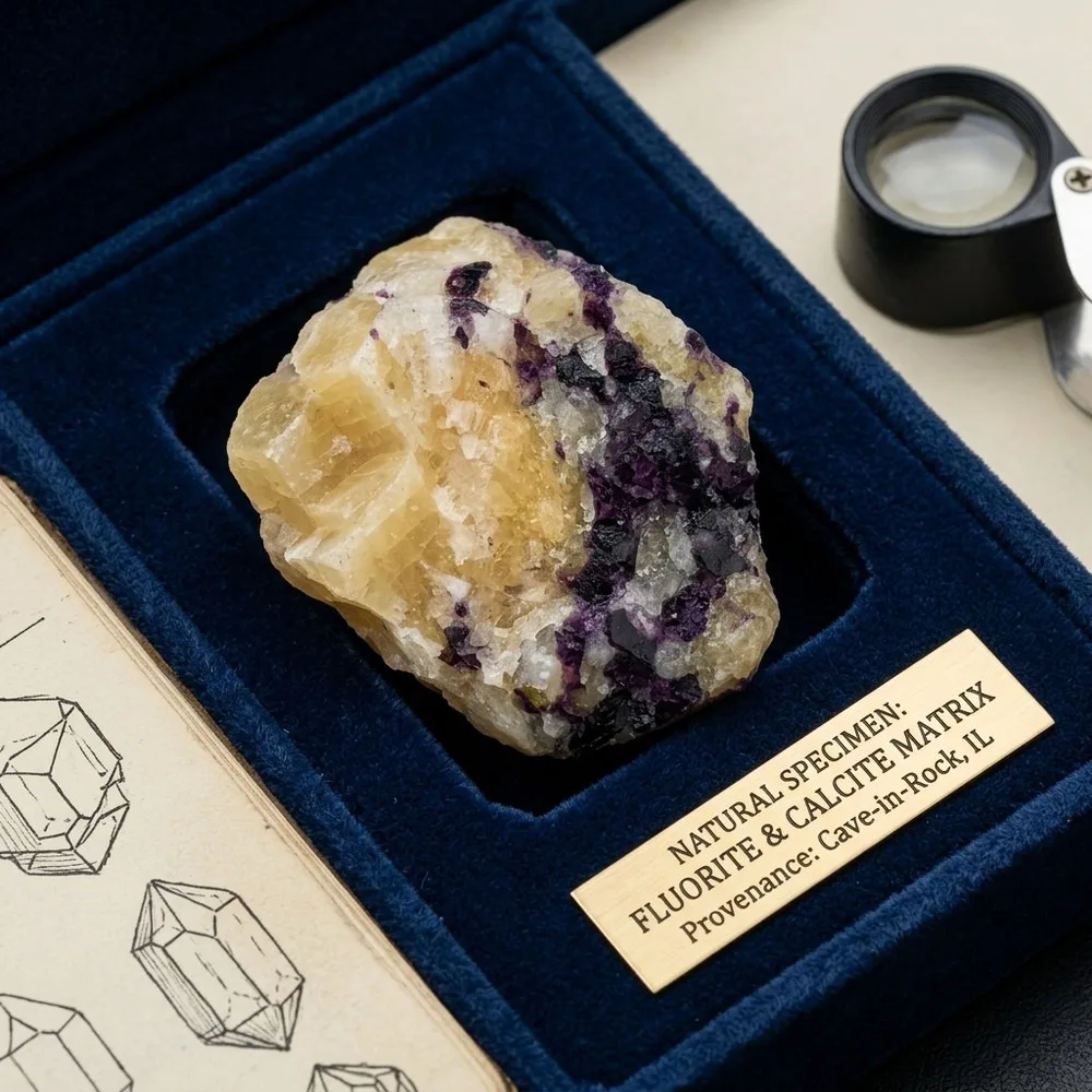 Natural Purple Yellow Calcite Druzy Crystal Cluster, Rare Coexisting Texture Healing Mineral for Meditation Calming
