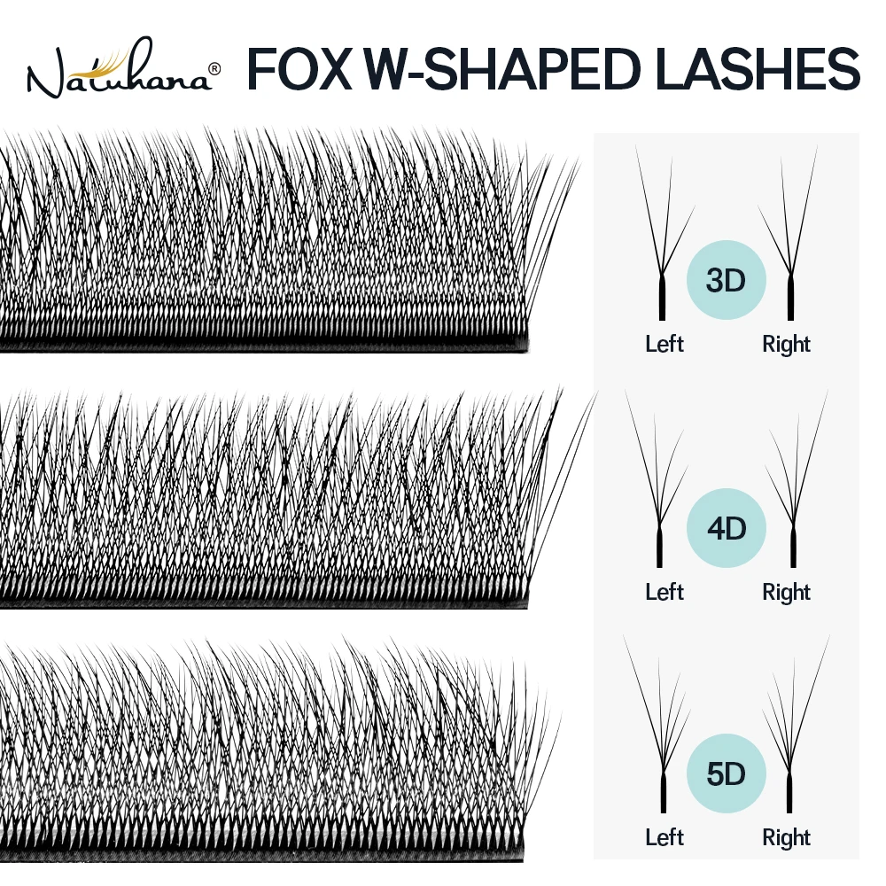 

NATUHANA FOX 3D 4D 5D W-Shaped Eyelash Extension Cat Eye Long Tail Natural Volume Fox Eye Lashes Makeup Tools