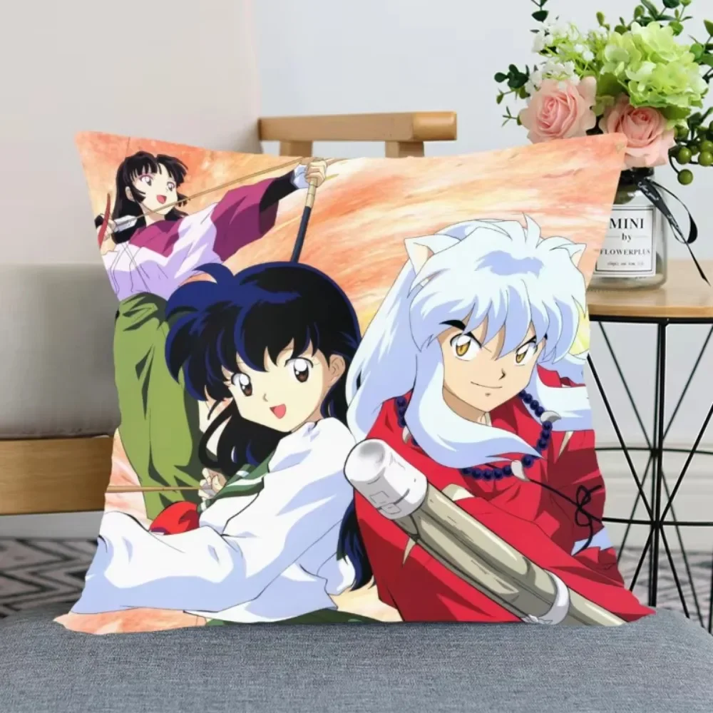 New Arrival Inuyasha Anime Pillow Cover Bedroom Home Office Decorative Pillowcase Square Zipper Pillow cases Satin Soft No Fade